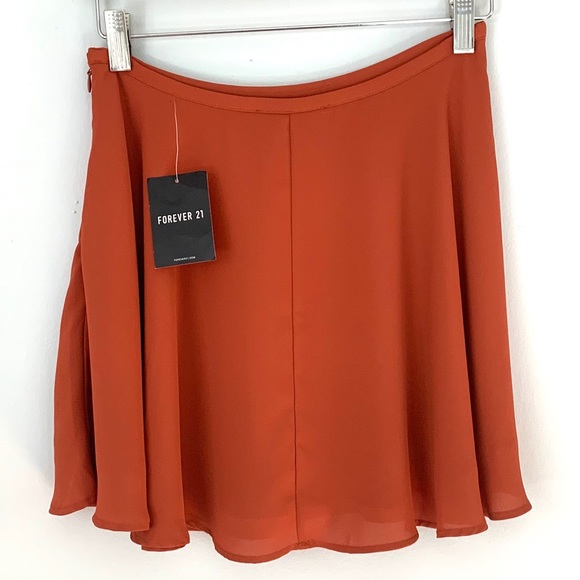 NWT Forever 21 Rust Color Mini Swing Skirt - Picture 4 of 11